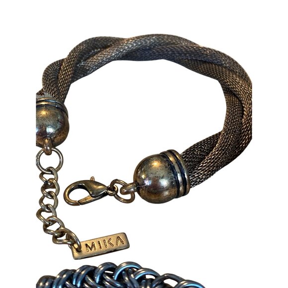 Set Of 4 Metal & Crystal Fashion Bracelets With Pearl Detailing & Snake Design - Picture 7 of 13